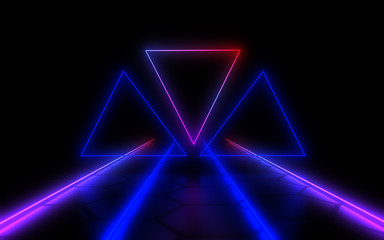 3D abstract background with neon lights . 3d illustration3