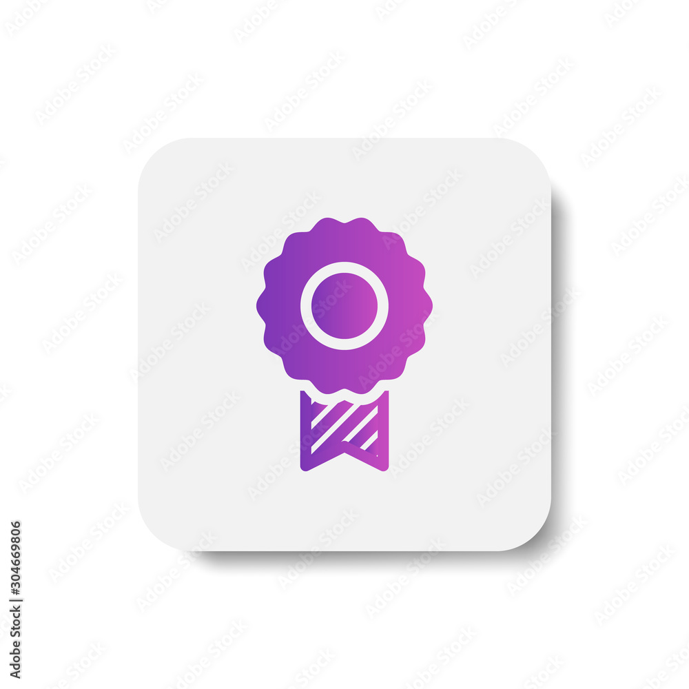 Poster badge award round icon in solid/glyph with stripes style in purple smooth gradient background, suita