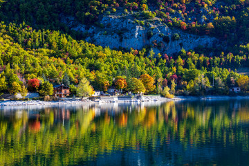 Reflections in Lake Scanno in Abruzzo in L'Aquila
