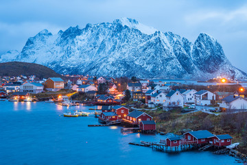 beautiful fishing town of reine at lofoten islands, norway	