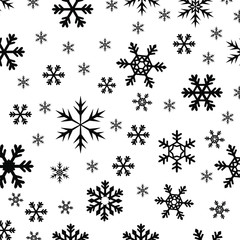 Seamless pattern with snowflakes. Winter season. Snowflakes repeat the ornament for a paper wrapper, fabric print, wallpaper, or background. Frosty ice vector illustration
