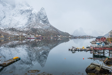 beautiful fishing town of reine at lofoten islands, norway	