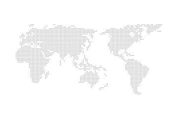 Grey halftone dotted world map vector illustration flat design asia in center. © TechSolution