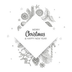 Obraz premium Vintage vector hand drawn Christmas card