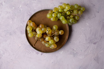 Green Grape on plate top view