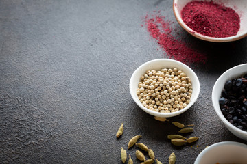 White bell pepper and other spice with copy space