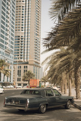 The incredible scenery of the city of Dubai. Skyscrapers and Landmarks