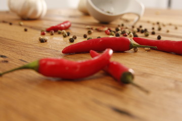 hot peppers on wood