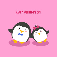 valentine's day cute illustration with penguin