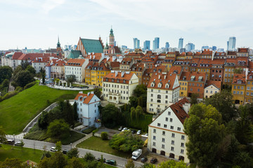 Naklejka na ściany i meble Beautiful cityscape of the old town in Warsaw, Poland.