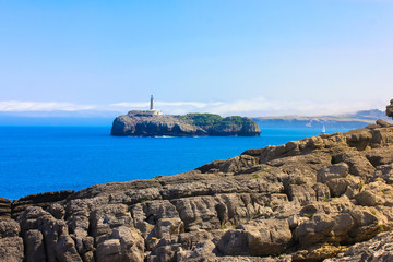 A lighthouse. Atlantic coast, Cantabria, Santander, Spain.