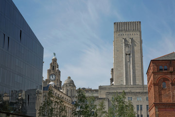 Fototapeta na wymiar Port of Liverpool Building (or Dock Office) in Pier Head, along the Liverpool's waterfront, England, United Kingdom