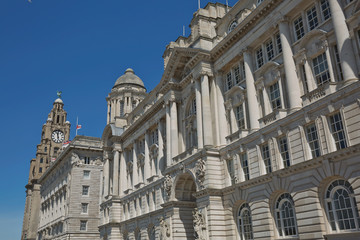 Fototapeta na wymiar Port of Liverpool Building (or Dock Office) in Pier Head, along the Liverpool's waterfront, England, United Kingdom