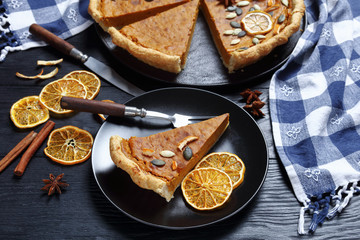 sliced Sweet potato pie on a plate