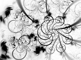 black and white abstract fractal background 3d rendering illustration