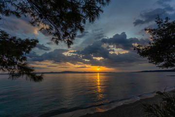 Obraz na płótnie Canvas Amazing sunrise or sunset sea landscape. Horizontal color photography.