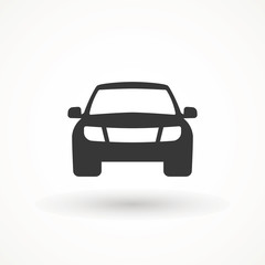 Obraz premium Car vector icon. Isolated simple view front logo illustration. Sign symbol. Auto style car logo design with concept sports vehicle icon silhouette