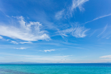 Naklejka na ściany i meble Beautiful sunny sea landscape. Greece nature. Horizotal color photography.