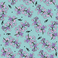 Vector seamless pattern-delicate lilac. Floral background for textile or wrapping paper. - 304686226