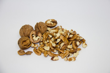 walnuts on a white background