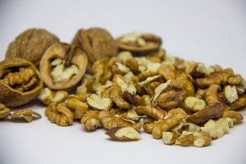 walnuts on a white background