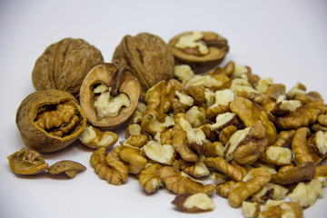 walnuts on a white background