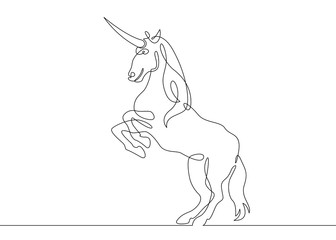 Continuous one line drawing unicorn