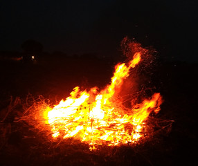 fire in fireplace