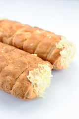 cheese and bechamel puff pastry on a white background