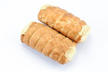cheese and bechamel puff pastry on a white background