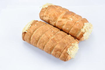 cheese and bechamel puff pastry on a white background