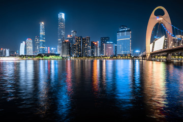 Fototapeta na wymiar Guangzhou city night landscape in China
