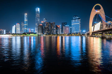 Naklejka premium Guangzhou city night landscape in China