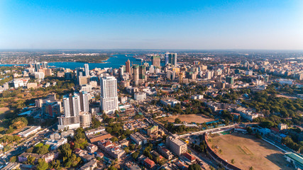 aerial view of the haven of peace, city of Dar es Salaam - obrazy, fototapety, plakaty