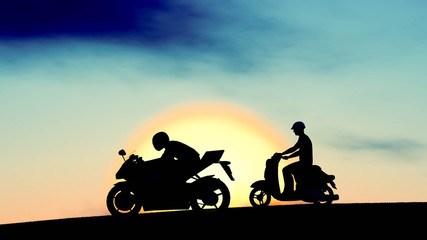 motorcycle silhouette at Sunset