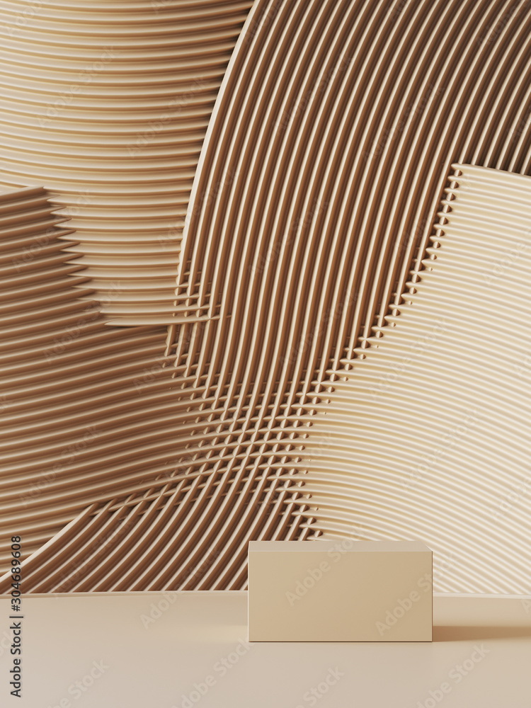 Poster abstract background for branding and packaging presentation. podium and beige curve line background.