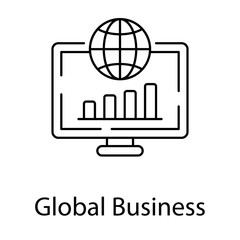 Global business icon in line vector