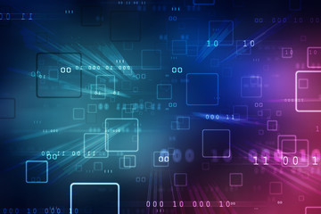 2d illustration abstract digital binary data on computer screen