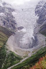 Mountain landscape. Mount Tetnuldi and glacier Lardaad. Ushguli, Svaneti, Georgia