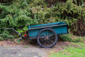 alter Handwagen auf dem Friedhof