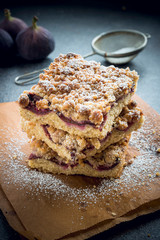 Homemade plum pie with crumble