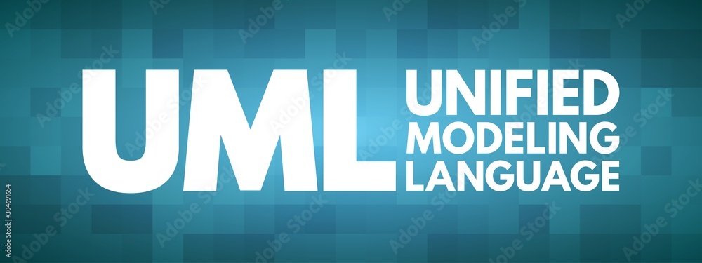 Poster uml - unified modeling language acronym, technology concept background