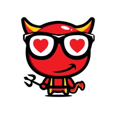 Vector design of the devil love mascot