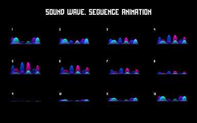Sound wave sequence animation. Looped sprite for you motion design. Vector Illustration. EPS 10