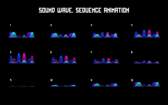 Sound Wave Sequence Animation. Looped Sprite For You Motion Design. Vector Illustration. EPS 10