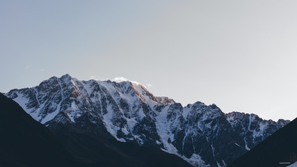 Namkuani mountaine, morning view from Community Ushguli, Svanetia, Georgia, Main Caucasian Ridge.