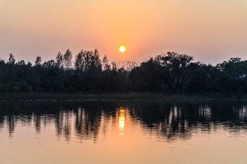 Sunset view of Jingyuetan National Forest Park, Changchun, China