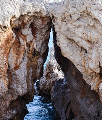 Rock coves with a gap to the sea