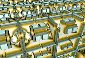Fototapeta premium Computer generated 3D fractal.Designer in yellow-green tones.