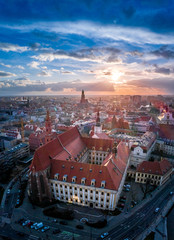 Naklejka premium Panorama of Wrocław aerial view